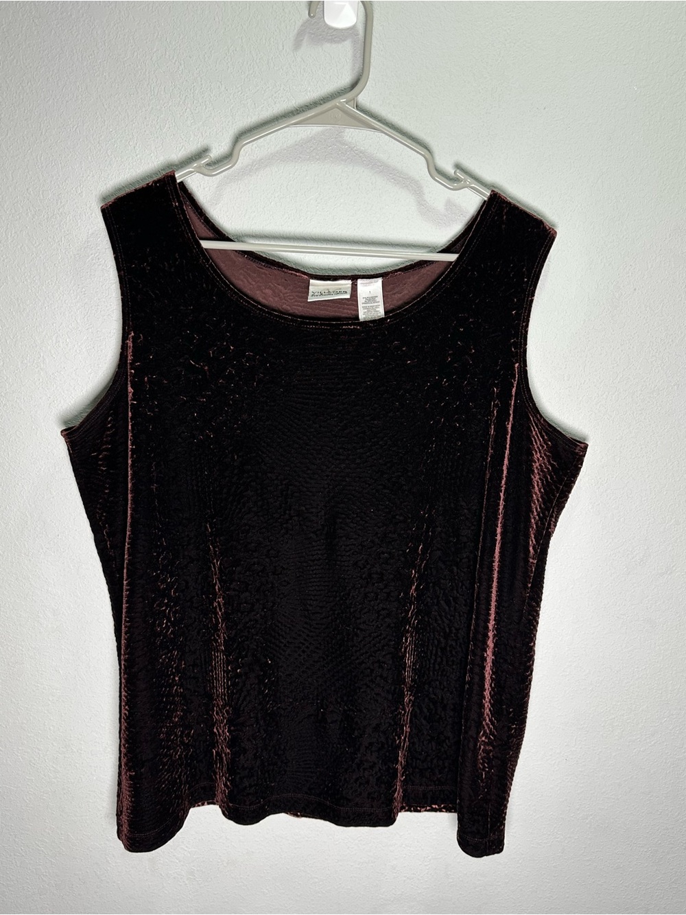 Villager Velvet textured Sleeveless Tank in Deep Wine